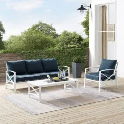 Kaplan 3pc Outdoor Sofa Set With Sofa & Arm Chair With Coffee Table - Navy - Crosley -Garden Furniture Discounts GUEST 50f540ed 9232 48a0 a1e7 bb365d35aa41