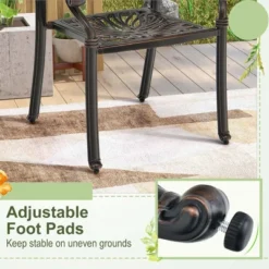 Costway 4pcs Patio Cast Aluminum Dining Chairs Armrests Outdoor Stackable Bronze/White -Garden Furniture Discounts GUEST 514ab533 5388 4ea0 9bb6 5ba967ea3a2d