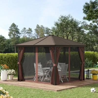 Outsunny 10x10 Hardtop Gazebo With Aluminum Frame, Permanent Metal 3 Outsunny 10x10 Hardtop Gazebo With Aluminum Frame, Permanent Metal