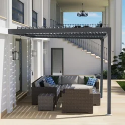 Aoodor Outdoor Louvered Pergola Adjustable Louvered Sloping Roof Wall-Mounted Pergola 22 Aoodor Outdoor Louvered Pergola Adjustable Louvered Sloping Roof Wall-Mounted Pergola -Garden Furniture Discounts GUEST 5194cab5 dffe 4678 becd 7c1cc371abd9