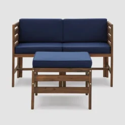 3pc Modular Acacia Wood Patio Chat Set With Cushions - Saracina Home -Garden Furniture Discounts GUEST 52b769b2 601c 4a9b 998b 9ea4cc3064c7