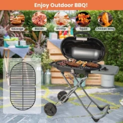 Costway Portable Propane Grill Folding Gas Grill Griddle With Wheels & Side Shelf -Garden Furniture Discounts GUEST 537c8d68 e8f6 495a 84e3 7109881af749