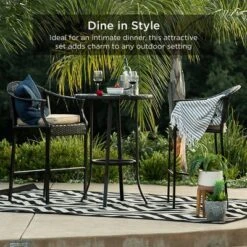 Best Choice Products 3-Piece Outdoor Wicker Bistro Bar Height Set For Patio, Garden W/ Barstools, Steel Frame -Garden Furniture Discounts GUEST 541e0175 cd04 4c8c aeed 8b72e6c6c8c4