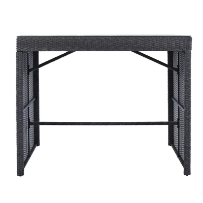 5pc Outdoor Rattan Bar Set With Stools & Cushions- Gray - WELLFOR 14 5pc Outdoor Rattan Bar Set With Stools & Cushions- Gray - WELLFOR - Image 12