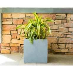Rosemead Home & Garden, Inc. 10" Wide Kante Lightweight Modern Square Concrete/Fiberglass Indoor Outdoor Planter Box Slate Gray -Garden Furniture Discounts GUEST 54e20488 a1e5 4d0a 957b 5837dd0da59d