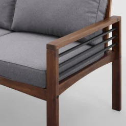 Saybrook Modern Metal And Wood Patio Loveseat - Gray/Dark Brown - Saracina Home -Garden Furniture Discounts GUEST 552352ef 3e24 41f9 9609 1cdc37ebecff