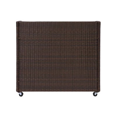 Teamson Home 39.5" Veronica Rolling Outdoor PE Rattan Bar Cart With Storage, Brown 9 Teamson Home 39.5" Veronica Rolling Outdoor PE Rattan Bar Cart With Storage, Brown - Image 7