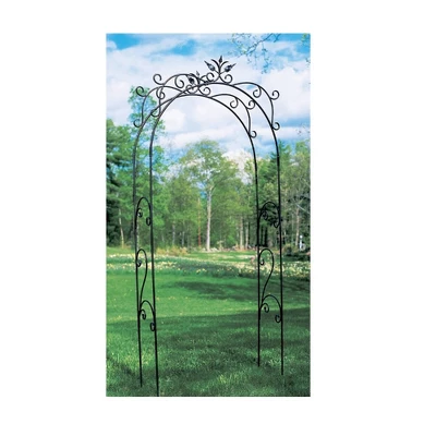 Achla Designs 113" Elegant Handcrafted Tuileries Iron Garden Arbor Graphite Powder Coated Finish 6 Achla Designs 113" Elegant Handcrafted Tuileries Iron Garden Arbor Graphite Powder Coated Finish - Image 4