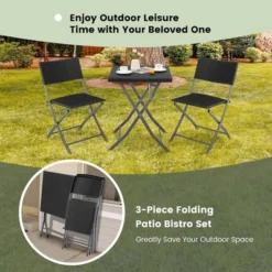 Costway 3PCS Patio Folding Rattan Bistro Set Chairs Backrest Table Garden Deck -Garden Furniture Discounts GUEST 56dda3ad ef29 4318 970f 2b9af3079cda