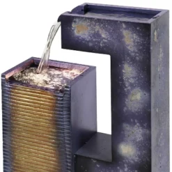 Sunnydaze Decor Sunnydaze 32"H Electric Metal Cascading Tower Outdoor Water Fountain With LED Lights -Garden Furniture Discounts GUEST 5721d952 394e 41f8 938a 3b8b356fdffa