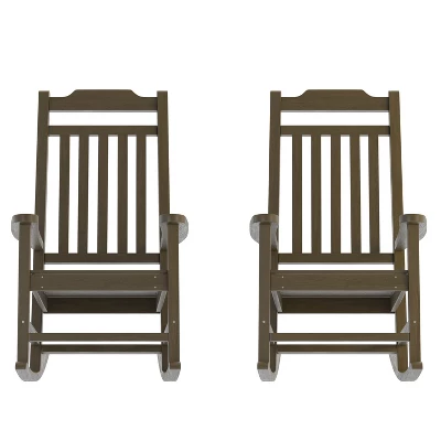 Flash Furniture Set Of 2 Winston All-Weather Faux Wood Rocking Chair 17 Flash Furniture Set Of 2 Winston All-Weather Faux Wood Rocking Chair - Image 15