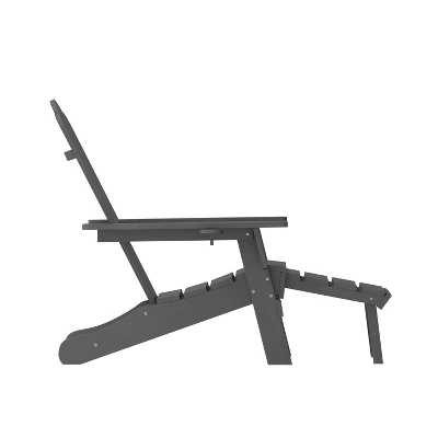 Emma And Oliver Adirondack Chair With Cup Holder And Pull Out Ottoman, All-Weather HDPE Indoor/Outdoor Lounge Chair 11 Emma And Oliver Adirondack Chair With Cup Holder And Pull Out Ottoman, All-Weather HDPE Indoor/Outdoor Lounge Chair - Image 9