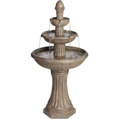 John Timberland Farron Rustic 3 Tier Basin Outdoor Floor Water Fountain With LED Light 46" For Yard Garden Patio Home Deck Porch Exterior Balcony Roof -Garden Furniture Discounts GUEST 576a4c65 1b0b 4c43 9bc0 55ef8fca6c26