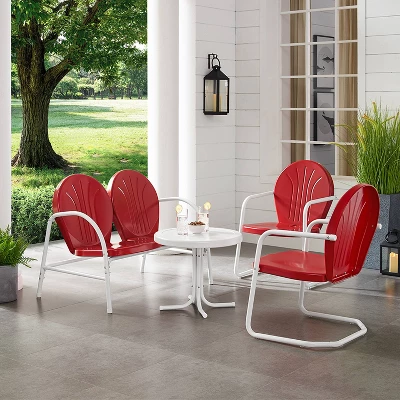 Griffith 4pc Outdoor Conversation Set - Bright Red - Crosley 4 Griffith 4pc Outdoor Conversation Set - Bright Red - Crosley - Image 2