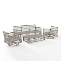 4pc Thatcher Outdoor Steel Seating Set Creme/Driftwood - Crosley -Garden Furniture Discounts GUEST 5ac99345 8919 4644 82fe 7689d98da21c