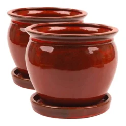 Southern Patio Wisteria 12 Inch Ceramic Planter Pot With Saucer (2 Pack) -Garden Furniture Discounts GUEST 5af1a159 d328 4d85 8a4a 4e06bb00a9b8