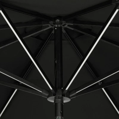 11' X 11' Calypso II Market Patio Umbrella With Solar LED Strip Lights Black - Island Umbrella 12 11' X 11' Calypso II Market Patio Umbrella With Solar LED Strip Lights Black - Island Umbrella - Image 10