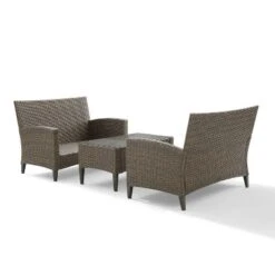 Rockport 3pc Outdoor Wicker Loveseat Seating Set - Crosley -Garden Furniture Discounts GUEST 5ba8e210 2803 465b a14c 468ce9e6f0db
