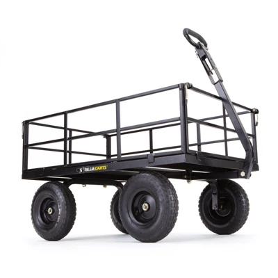 Gorilla Cart GOR1200-COM 9 Cubic Feet 1200 Pound Capacity Heavy Duty Durable Steel Utility Wagon Cart W/ 2 In 1 Towing Handle & Removable Sides, Black 6 Gorilla Cart GOR1200-COM 9 Cubic Feet 1200 Pound Capacity Heavy Duty Durable Steel Utility Wagon Cart W/ 2 In 1 Towing Handle & Removable Sides, Black - Image 4