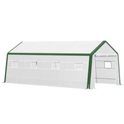 Outsunny 20' X 10' X 8' Heavy-duty Greenhouse, Walk-in Hot House With Windows And Roll Up Door, PE Cover, Steel Frame -Garden Furniture Discounts GUEST 5c508594 a65e 4e7f 9388 5441ec7ff2f7