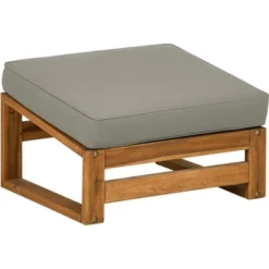 Galia 2pc Square Leg Acacia Wood Chair And Ottoman With Cushions - Brown - Saracina Home -Garden Furniture Discounts GUEST 5c6ac659 1ca2 40a2 b2a8 c48f709d346f