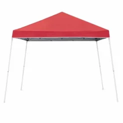 Z-Shade 10 X 10 Foot Angled Leg Outdoor Canopy Tent With A Push Button Locking System And Z-Shade 4 Pack Of Heavy Duty Leg Weight Bags, Red