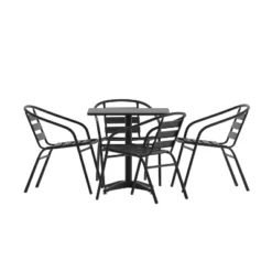 Flash Furniture Lila 27.5'' Square Aluminum Indoor-Outdoor Table Set With 4 Slat Back Chairs -Garden Furniture Discounts GUEST 5d3f5cf0 ff24 4ec8 9e72 1abebb2dc836