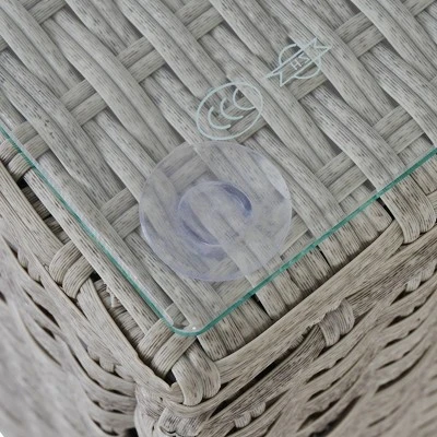 7pc Wicker Patio Conversation Set With Pillows & Cushion - Gray/Blue - GODEER 9 7pc Wicker Patio Conversation Set With Pillows & Cushion - Gray/Blue - GODEER - Image 7