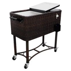 80qt Portable Rolling Patio Cooler Dark Wicker - Permasteel -Garden Furniture Discounts GUEST 5e56032a 3516 4bd8 9fa4 ea90abbfa54e