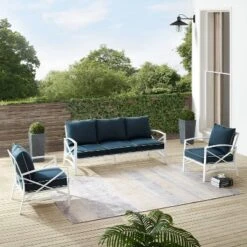 Kaplan 3pc Outdoor Sofa Set With Sofa & 2 Arm Chairs - Navy - Crosley -Garden Furniture Discounts GUEST 5e84acc2 78fa 42a2 b93a bb4c18ee699d