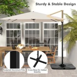 Costway Patio 9.5FT Square Cantilever Offset Hanging Umbrella 2-Tier 360° Outdoor Beige/ Coffee/Navy -Garden Furniture Discounts GUEST 5ecfab12 a449 44e6 b60a 930f72348057