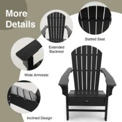Tangkula 2PCS HDPE Adirondack Chair W/Ergonomic Design&Ottoman Outdoor Lounge Armchair Chair For Yard&Patio Black/Coffee/Grey/Turquoise/White -Garden Furniture Discounts GUEST 5ecfd87f a737 41c8 a109 3dc7a082ad30