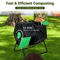 Costway Dual Chamber Compost Tumbler Outdoor Rotating Chamber Compost Bin 34.5 Gallon -Garden Furniture Discounts GUEST 5ede0308 53ad 4638 b124 3711361e2571