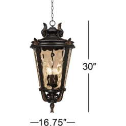 John Timberland Casa Marseille Vintage Rustic Outdoor Hanging Light Veranda Bronze 30" Champagne Hammered Glass Damp Rated For Post Exterior Barn -Garden Furniture Discounts GUEST 5fbab117 36ce 405f 9724 552b2f126781