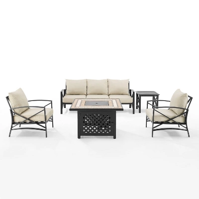 Kaplan 5pc Sofa Set With Fire Table - Oatmeal - Crosley 3 Kaplan 5pc Sofa Set With Fire Table - Oatmeal - Crosley