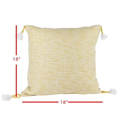 Yellow & White 18X18 Hand Woven Filled Outdoor Pillow - Foreside Home & Garden 6 Yellow & White 18X18 Hand Woven Filled Outdoor Pillow - Foreside Home & Garden - Image 4