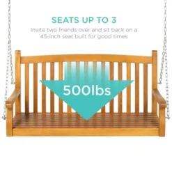 Best Choice Products 48in Wooden Curved Back Hanging Porch Swing Bench For Patio, Deck W/ Mounting Chains -Garden Furniture Discounts GUEST 6082d786 244b 45d3 9af3 f92569b7ae75