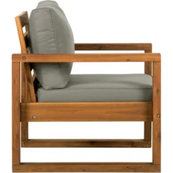 Galia 2pc Square Leg Acacia Wood Chair And Ottoman With Cushions - Brown - Saracina Home -Garden Furniture Discounts GUEST 60cbbb98 6bc4 44e2 ab46 0cad6444e12d