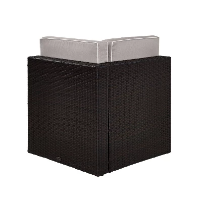 Palm Harbor Outdoor Wicker Corner Chair - Gray - Crosley 6 Palm Harbor Outdoor Wicker Corner Chair - Gray - Crosley - Image 4