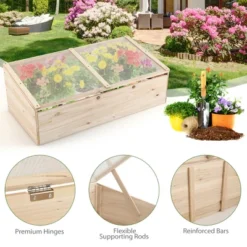 Costway Wooden Cold Frame Greenhouse Flower Planter Raised Plants Bed Protection -Garden Furniture Discounts GUEST 610ed969 1621 438c aa8d 67bfb2eafb9b