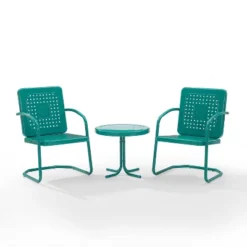 Bates 3pc Outdoor Chair Set - Turquoise - Crosley
