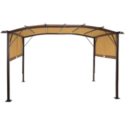 Sunnydaze Decor Sunnydaze 9' X 12' Metal Arched Pergola With Retractable Canopy -Garden Furniture Discounts GUEST 62810a3f 1069 4f3b 8377 e02fe97b1496