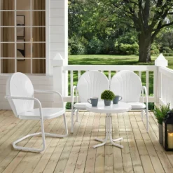 Griffith 3pc Outdoor Conversation Set With Loveseat, Arm Chair & Accent Table - White - Crosley -Garden Furniture Discounts GUEST 62db5f83 f07a 4af4 94f2 d7505e8d74ba