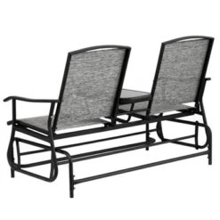 Gardenised Two Person Outdoor Double Swing Glider Chair Set With Center Tempered Glass Table, Loveseat Lawn Rocker Bench -Garden Furniture Discounts GUEST 62f282aa 5598 4100 89d0 5ee5696faecf