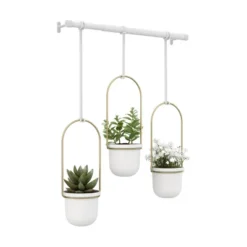 Triflora Hanging Planter White/Brass - Umbra