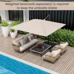 Costway Patio 9.5FT Square Cantilever Offset Hanging Umbrella 2-Tier 360° Outdoor Beige/ Coffee/Navy -Garden Furniture Discounts GUEST 65ce0b8b f810 4706 b5d3 440046133779