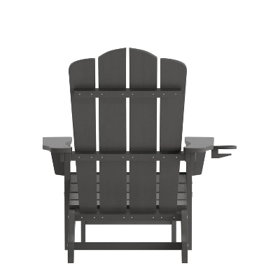 Emma And Oliver Adirondack Chair With Cup Holder And Pull Out Ottoman, All-Weather HDPE Indoor/Outdoor Lounge Chair 10 Emma And Oliver Adirondack Chair With Cup Holder And Pull Out Ottoman, All-Weather HDPE Indoor/Outdoor Lounge Chair - Image 8