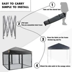 Aoodor 10' X 10' Pop Up Canopy Tent With Removable Mesh Sidewalls, Portable Instant Shade Canopy With Roller Bag -Garden Furniture Discounts GUEST 6914112f 8208 4ed7 849f 20589f867c3d