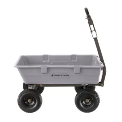 Gorilla Carts 800 Pound Capacity Heavy Duty Poly Yard Garden Steel Dump Utility Wheelbarrow Wagon Cart With 2 In 1 Towing ATV Handle, Gray -Garden Furniture Discounts GUEST 695e6548 c791 4481 9af3 2cda5bbef411