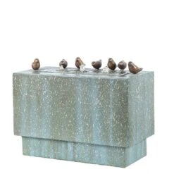 LuxenHome Patina Resin Rectangular Bubbler Outdoor Fountain With LED Lights And Bronze Birds -Garden Furniture Discounts GUEST 6a34b1ce eb6a 4fa2 864f 6e656dd676f4